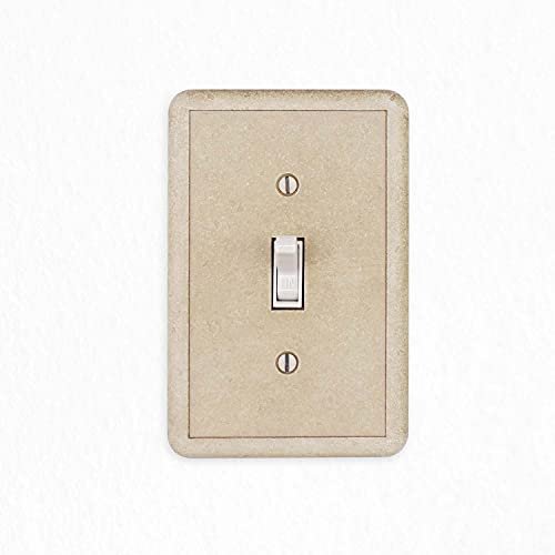 Questech Light Switch Cover, Single Toggle Wall Plate for Electrical Outlets, 1-Gang Single Switch Plates Standard Size Receptacle Cover, Decorative Tumbled Texture, Travertine - Image 2