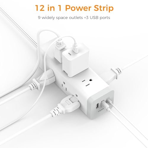 Surge Protector Power Strip with USB, TESSAN Ultra Thin Flat Plug 6 FT Extension Cord with 9 Outlets 3 USB(1 USB C), 1050 J Surge Protector Charging Station for Indoor,Office, Dorm Room Essentials - Image 2
