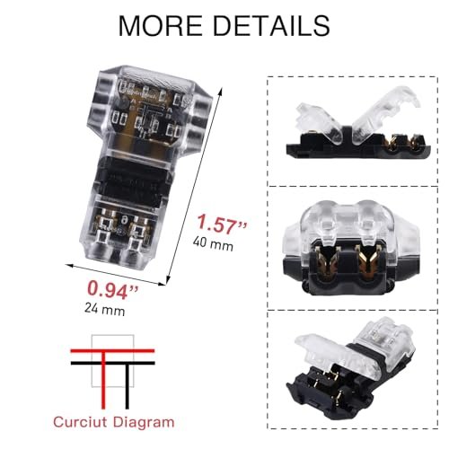 Brightfour 3 Way 2 Pin Tap Wire Connectors - No Wire Stripping, Solderless, 14-18 AWG, Low Voltage, 12 Pack - Image 4