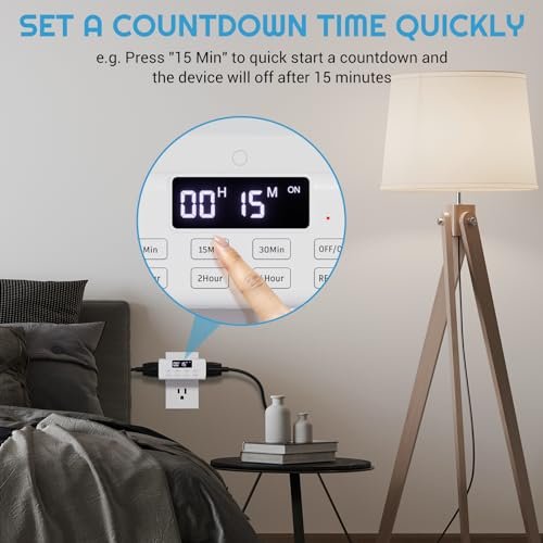 COKWEL Countdown Timer Outlet, Up to 99 Hours, Large Screen and Repeat Function, Inodoor Auto Shut Off Timers for Charger Light Vacation Security,Digital Timers for Electrical Outlets 2 Pack - Image 4
