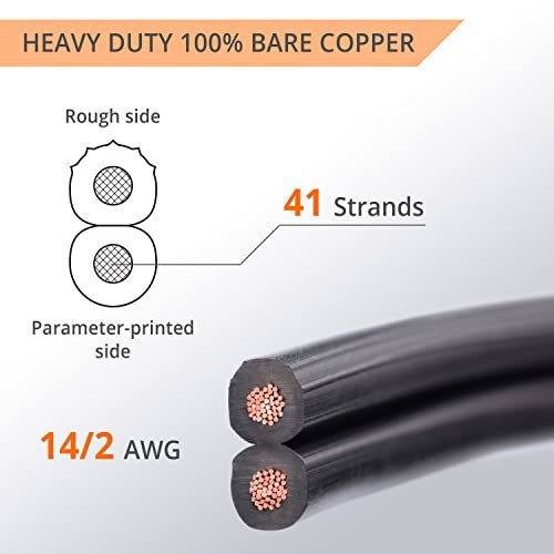 Wirefy 14/2 Low Voltage Landscape Lighting Wire - 14-Gauge 2-Conductor 100 Feet, Copper ,Black - Image 2