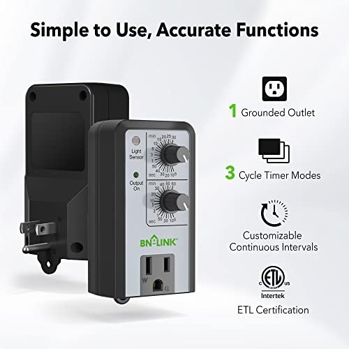 BN-LINK Short Period Repeat Cycle Intermittent Timer, Interval Timer - Day, Night, or 24 Hour Operation, Photocell Light Sensor Dusk to Dawn for Hydroponics Aquaponics Aeroponics - Image 2