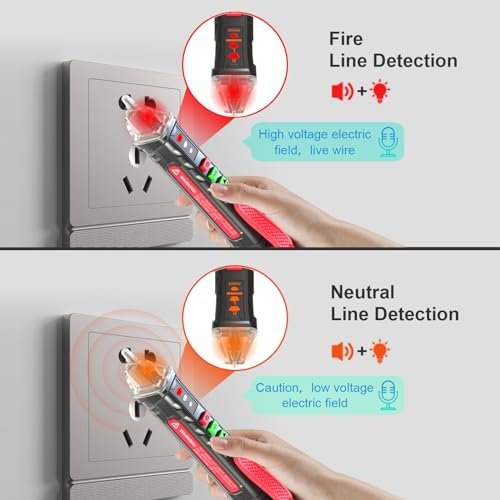 NJTY Voice Broadcast Voltage Tester,Non Contact Voltage Tester,12V-1000V/48V-1000V Dual Range,Electrical Tester,Integrated LED Flashlight and red Indicator Light - Image 3