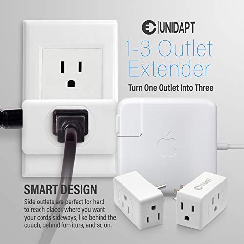Unidapt 3 Outlet Multi Plug Wall Adapter, Multiple Outlet Splitter, Extender Grounded Wall Tap Power Plug Expander for Cruise Ship Home Office Dorm Essentials, 2-Pack - Image 2