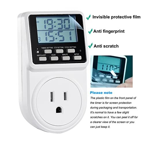 Techbee Digital Infinite Repeat Cycle Intermittent Timer Plug for Electrical Outlet, 24 Hour Programmable Indoor Timed Power Switch with Countdown Delay On and Off (120V, 15A), 1 pack - Image 3