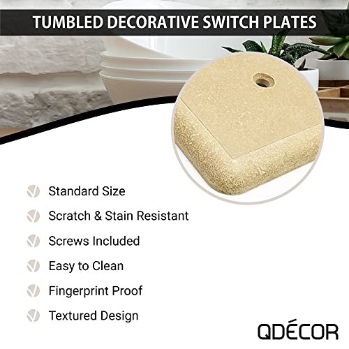 Questech Light Switch Cover, Single Toggle Wall Plate for Electrical Outlets, 1-Gang Single Switch Plates Standard Size Receptacle Cover, Decorative Tumbled Texture, Travertine - Image 3