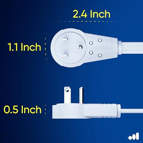 Maximm Cable 6 Ft 360° Rotating Flat Plug Extension Cord/Wire, 16 AWG Multi 3 Outlet Extension Wire, 3 Prong Grounded Wire - White - UL Certified - Image 3