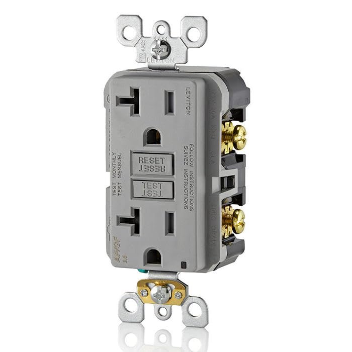 Leviton Dual-Function AFCI/GFCI Outlet, 20 Amp, Self Test, Tamper-Resistant with LED Indicator Light, Protection from Both Electrical Shock and Electrical Fires in One Device, AGTR2-GY, Gray - Image 4