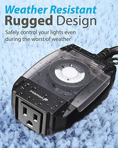 Fosmon Outdoor Light Timer Outlet Waterproof, 24 Hour Plug in Mechanical Pool Pump Timer Weatherproof, 3-Prong, Grounded, Heavy Duty, 15A 1/2HP - Image 4