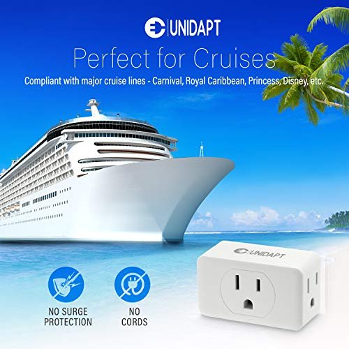 Unidapt 3 Outlet Multi Plug Wall Adapter, Multiple Outlet Splitter, Extender Grounded Wall Tap Power Plug Expander for Cruise Ship Home Office Dorm Essentials, 2-Pack - Image 5