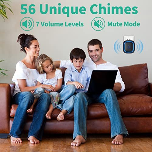 Doorbell Wireless Doorbell Classroom Doorbell IP66 Waterproof 115dB with 56 Chimes Door Bell Ringer Wireless 1000ft Range Battery Doorbells Chime Kit 7 Levels Volume Mute Mode for Home Kid Room Office - Image 4