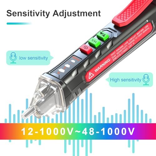 NJTY Voice Broadcast Voltage Tester,Non Contact Voltage Tester,12V-1000V/48V-1000V Dual Range,Electrical Tester,Integrated LED Flashlight and red Indicator Light - Image 4