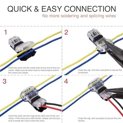 Brightfour 3 Way 2 Pin Tap Wire Connectors - No Wire Stripping, Solderless, 14-18 AWG, Low Voltage, 12 Pack - Image 2