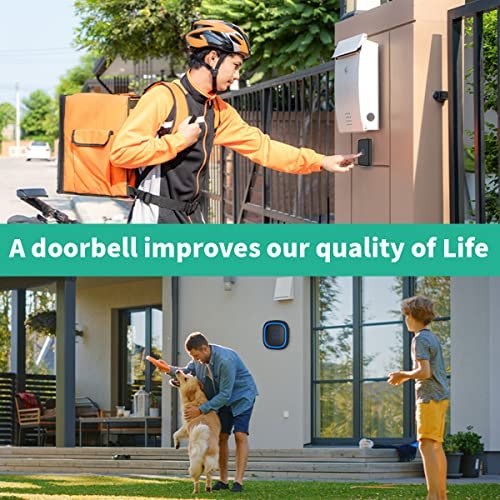 Doorbell Wireless Doorbell Classroom Doorbell IP66 Waterproof 115dB with 56 Chimes Door Bell Ringer Wireless 1000ft Range Battery Doorbells Chime Kit 7 Levels Volume Mute Mode for Home Kid Room Office - Image 5