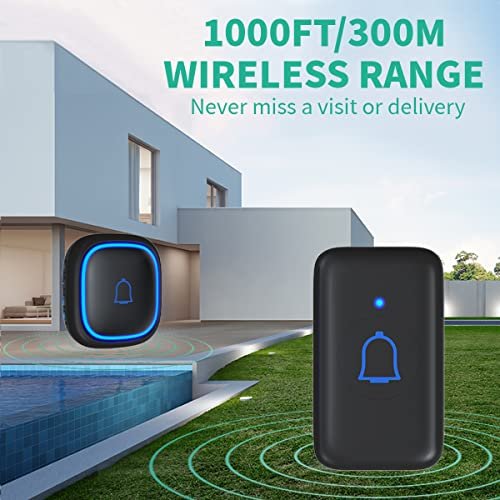 Doorbell Wireless Doorbell Classroom Doorbell IP66 Waterproof 115dB with 56 Chimes Door Bell Ringer Wireless 1000ft Range Battery Doorbells Chime Kit 7 Levels Volume Mute Mode for Home Kid Room Office - Image 2
