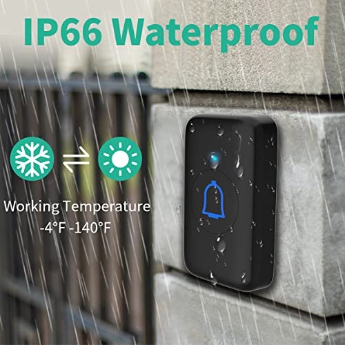 Doorbell Wireless Doorbell Classroom Doorbell IP66 Waterproof 115dB with 56 Chimes Door Bell Ringer Wireless 1000ft Range Battery Doorbells Chime Kit 7 Levels Volume Mute Mode for Home Kid Room Office - Image 3